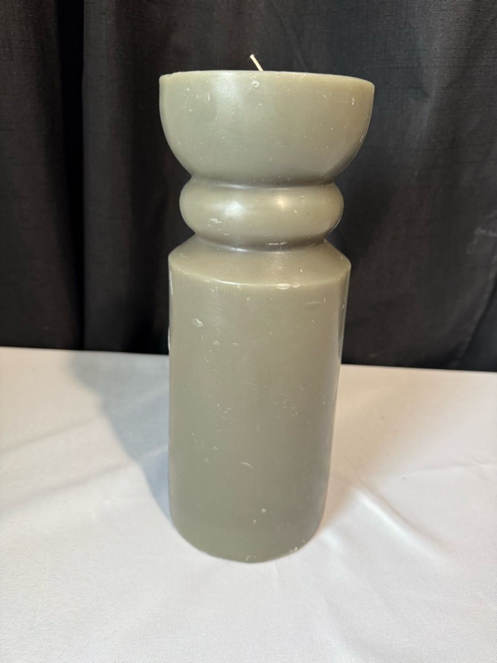 Hearth & Hand 12 in Green Decorative Sculpted Pillar Candle (Single Candle) - Picture 2 of 9
